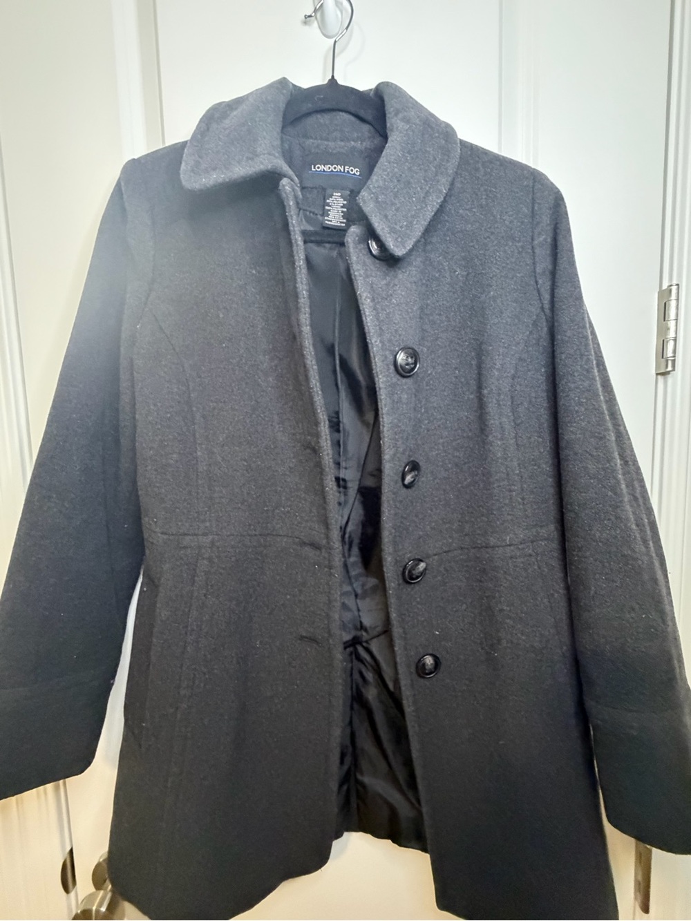 London Fog Men's Black Wool Blend Pea Coat